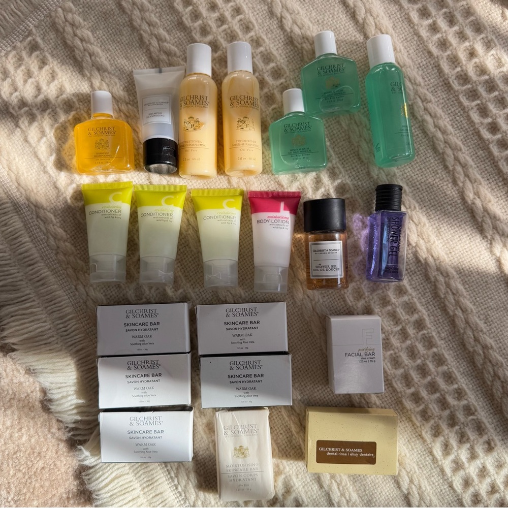 GILCHRIST & SOAMES Luxury Bath Body Travel Set Lot of 21 Hotel Amenities Bundle